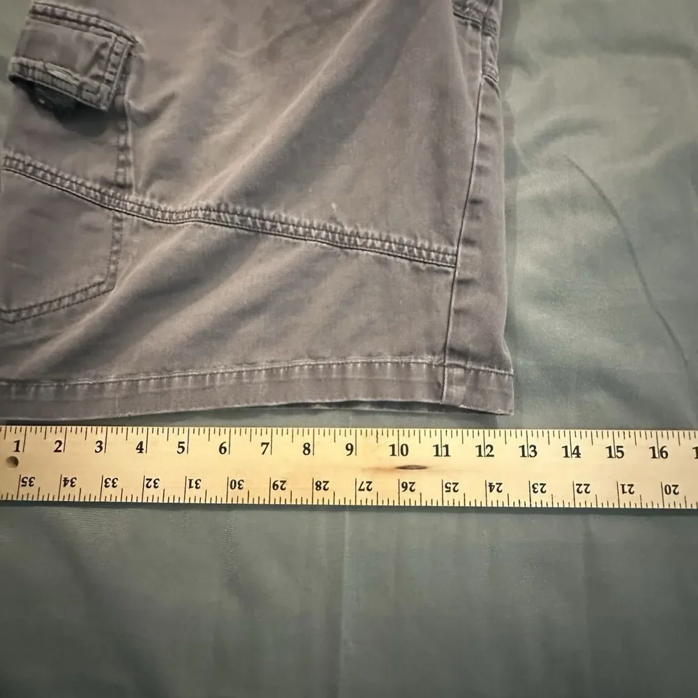 Ocean Pacific Cargo Shorts Mens L Distressed Drawstring Pockets Y2K Faded Khaki